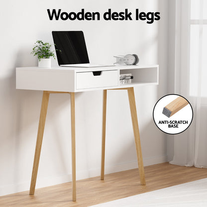 Artiss Computer Desk Drawer Cabinet Shelf White 90CM-Office Desks-PEROZ Accessories