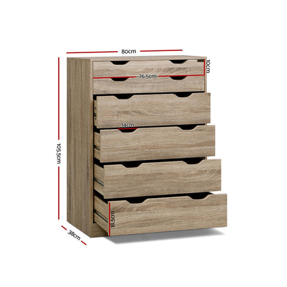 Artiss 6 Chest of Drawers - MYLA Oak-Furniture &gt; Living Room-PEROZ Accessories
