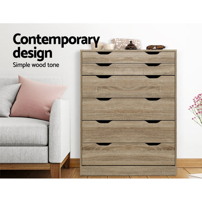 Artiss 6 Chest of Drawers - MYLA Oak-Furniture &gt; Living Room-PEROZ Accessories