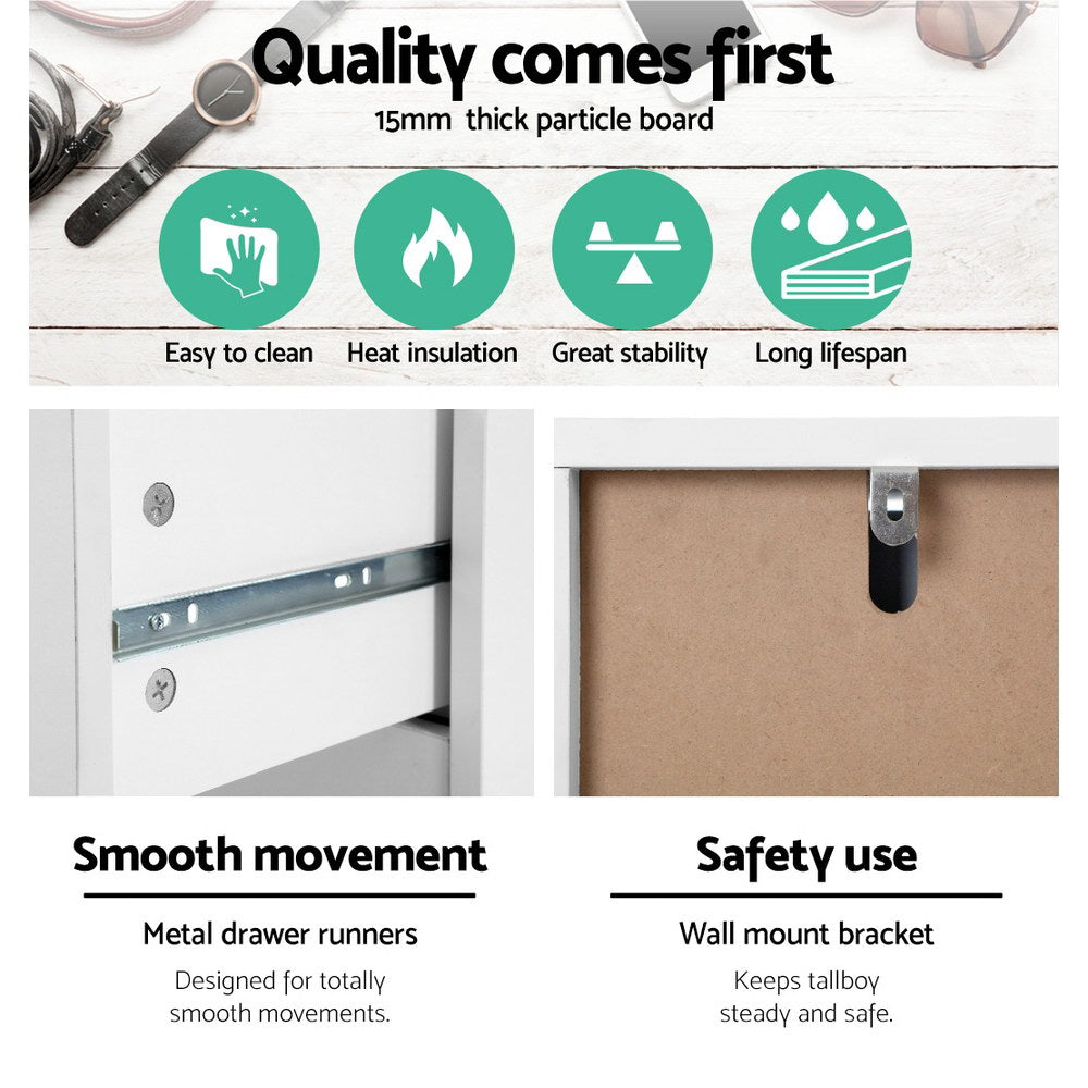 Artiss 6 Chest of Drawers - MYLA White-Furniture &gt; Bedroom-PEROZ Accessories