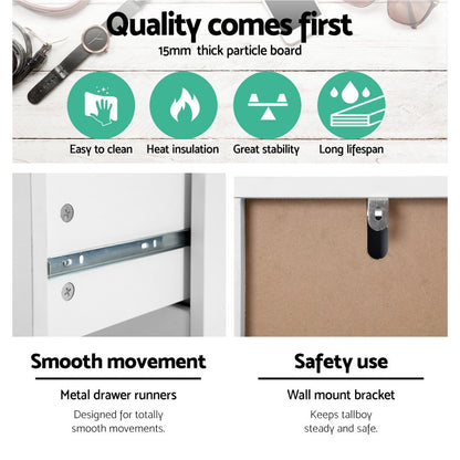 Artiss 6 Chest of Drawers - MYLA White-Furniture &gt; Bedroom-PEROZ Accessories