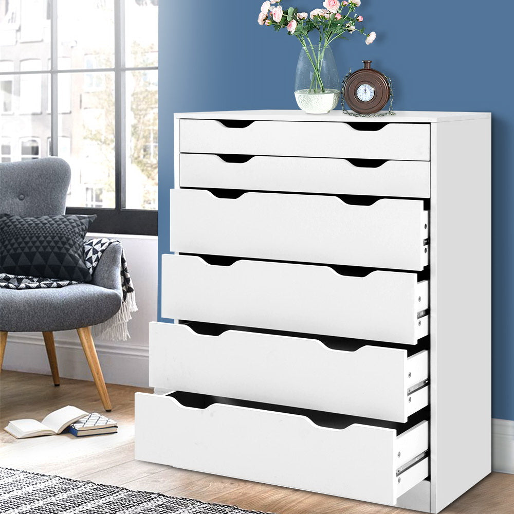 Artiss 6 Chest of Drawers - MYLA White-Furniture &gt; Bedroom-PEROZ Accessories