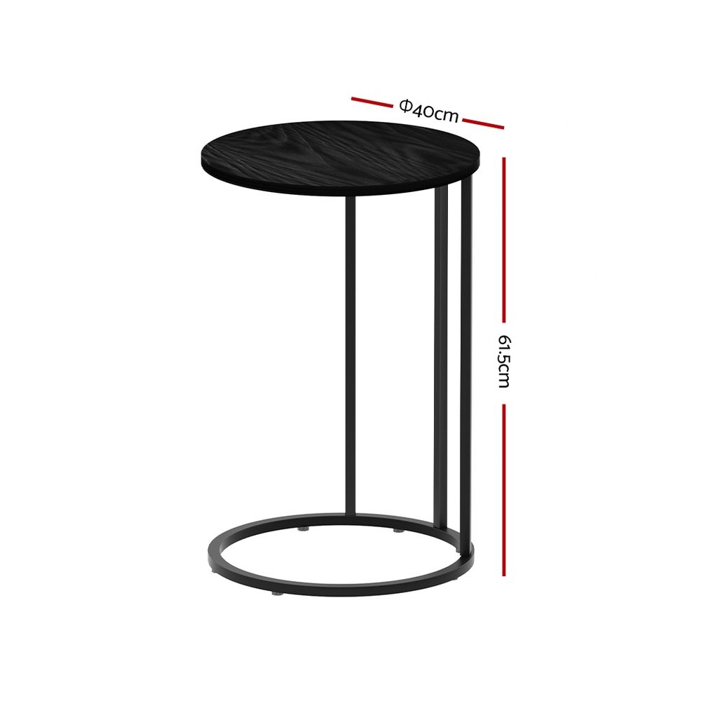 Artiss Coffee Table Side Table Round Black Martha-Side Tables-PEROZ Accessories