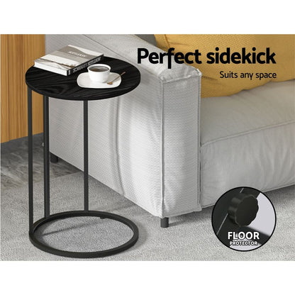 Artiss Coffee Table Side Table Round Black Martha-Side Tables-PEROZ Accessories