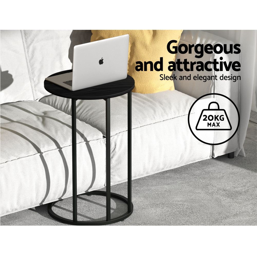 Artiss Coffee Table Side Table Round Black Martha-Side Tables-PEROZ Accessories
