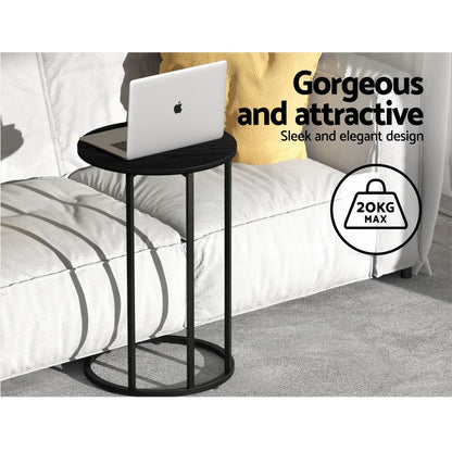 Artiss Coffee Table Side Table Round Black Martha-Side Tables-PEROZ Accessories