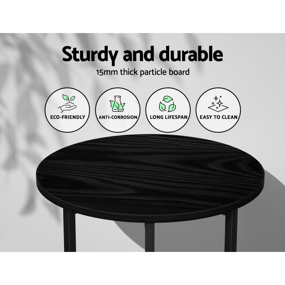 Artiss Coffee Table Side Table Round Black Martha-Side Tables-PEROZ Accessories