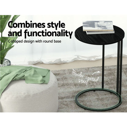 Artiss Coffee Table Side Table Round Black Martha-Side Tables-PEROZ Accessories