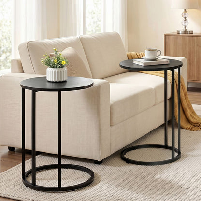 Artiss C Shaped End Table Set of 2 Coffee Table Side Table Round Black-Furniture > Living Room > Coffee Tables-PEROZ Accessories