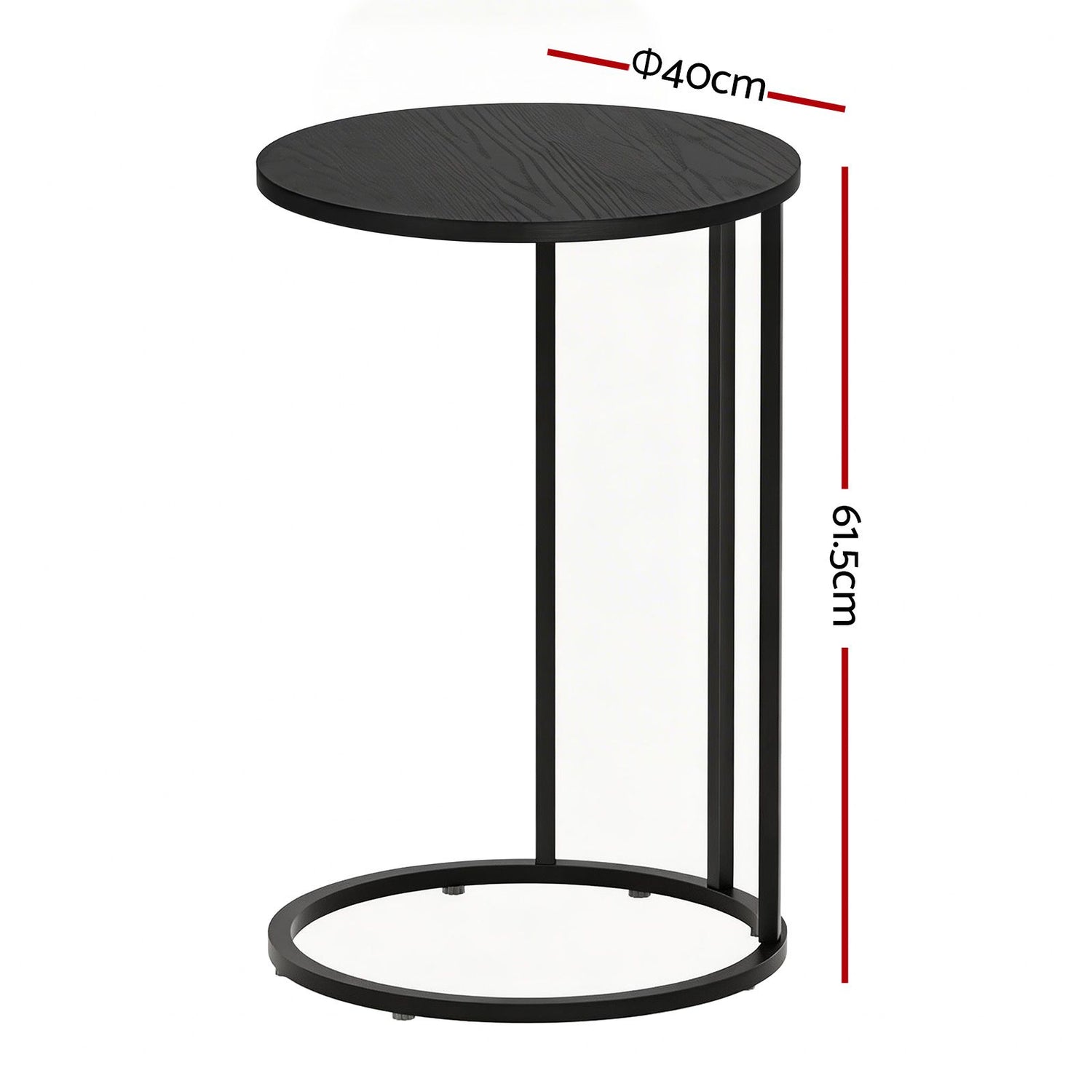 Artiss C Shaped End Table Set of 2 Coffee Table Side Table Round Black-Furniture > Living Room > Coffee Tables-PEROZ Accessories