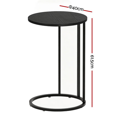 Artiss C Shaped End Table Set of 2 Coffee Table Side Table Round Black-Furniture > Living Room > Coffee Tables-PEROZ Accessories