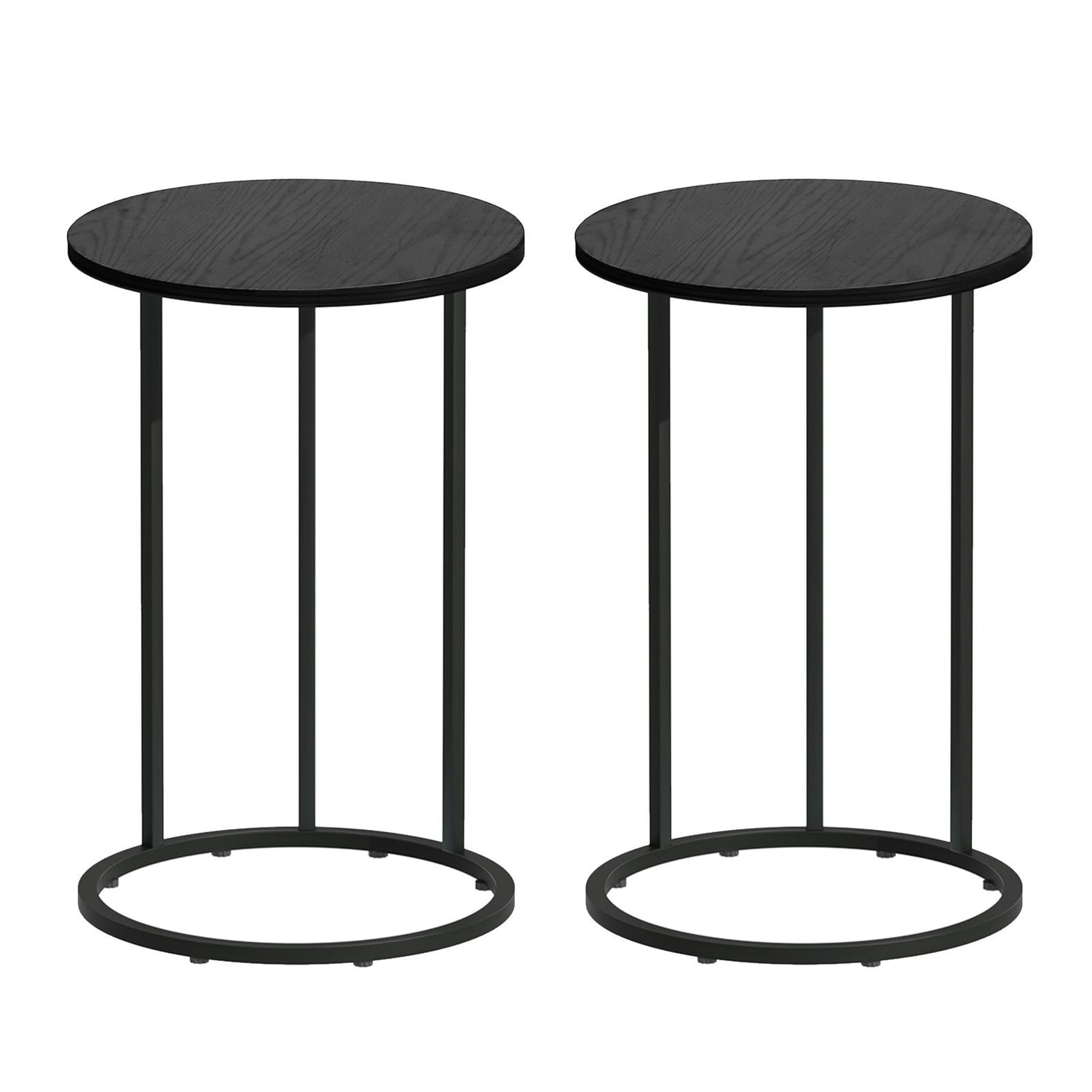Artiss C Shaped End Table Set of 2 Coffee Table Side Table Round Black-Furniture > Living Room > Coffee Tables-PEROZ Accessories