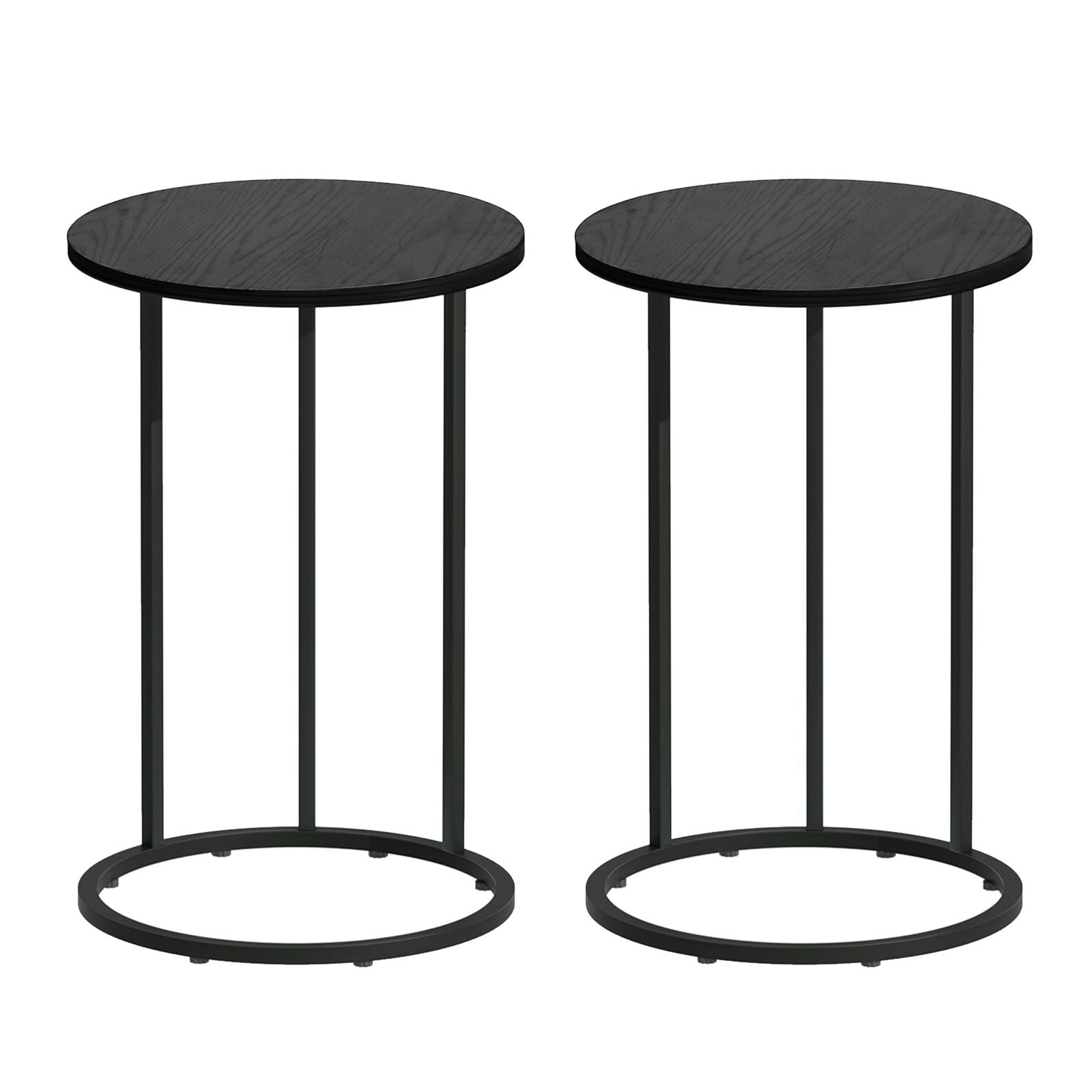 Artiss C Shaped End Table Set of 2 Coffee Table Side Table Round Black-Furniture > Living Room > Coffee Tables-PEROZ Accessories