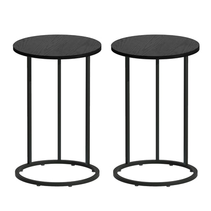 Artiss C Shaped End Table Set of 2 Coffee Table Side Table Round Black-Furniture > Living Room > Coffee Tables-PEROZ Accessories
