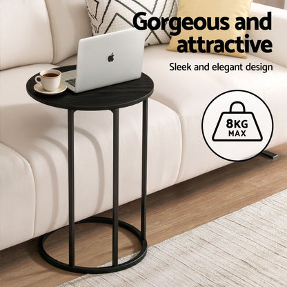 Artiss C Shaped End Table Set of 2 Coffee Table Side Table Round Black-Furniture > Living Room > Coffee Tables-PEROZ Accessories