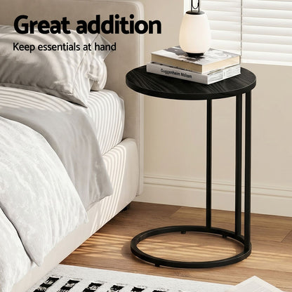 Artiss C Shaped End Table Set of 2 Coffee Table Side Table Round Black-Furniture > Living Room > Coffee Tables-PEROZ Accessories