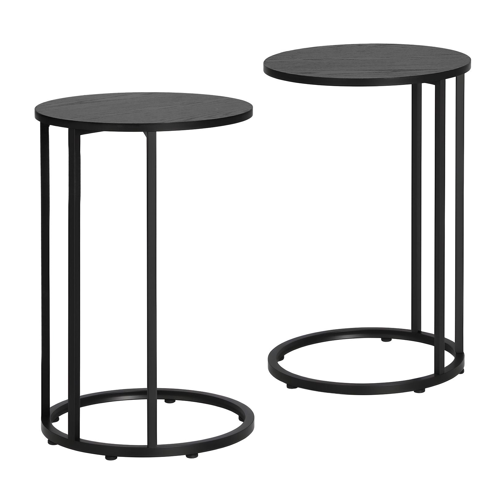 Artiss C Shaped End Table Set of 2 Coffee Table Side Table Round Black-Furniture > Living Room > Coffee Tables-PEROZ Accessories