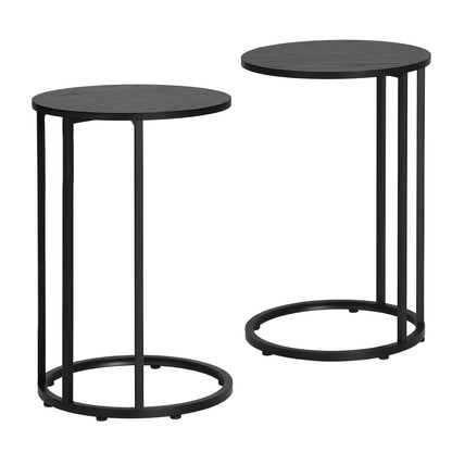 Artiss C Shaped End Table Set of 2 Coffee Table Side Table Round Black-Furniture > Living Room > Coffee Tables-PEROZ Accessories