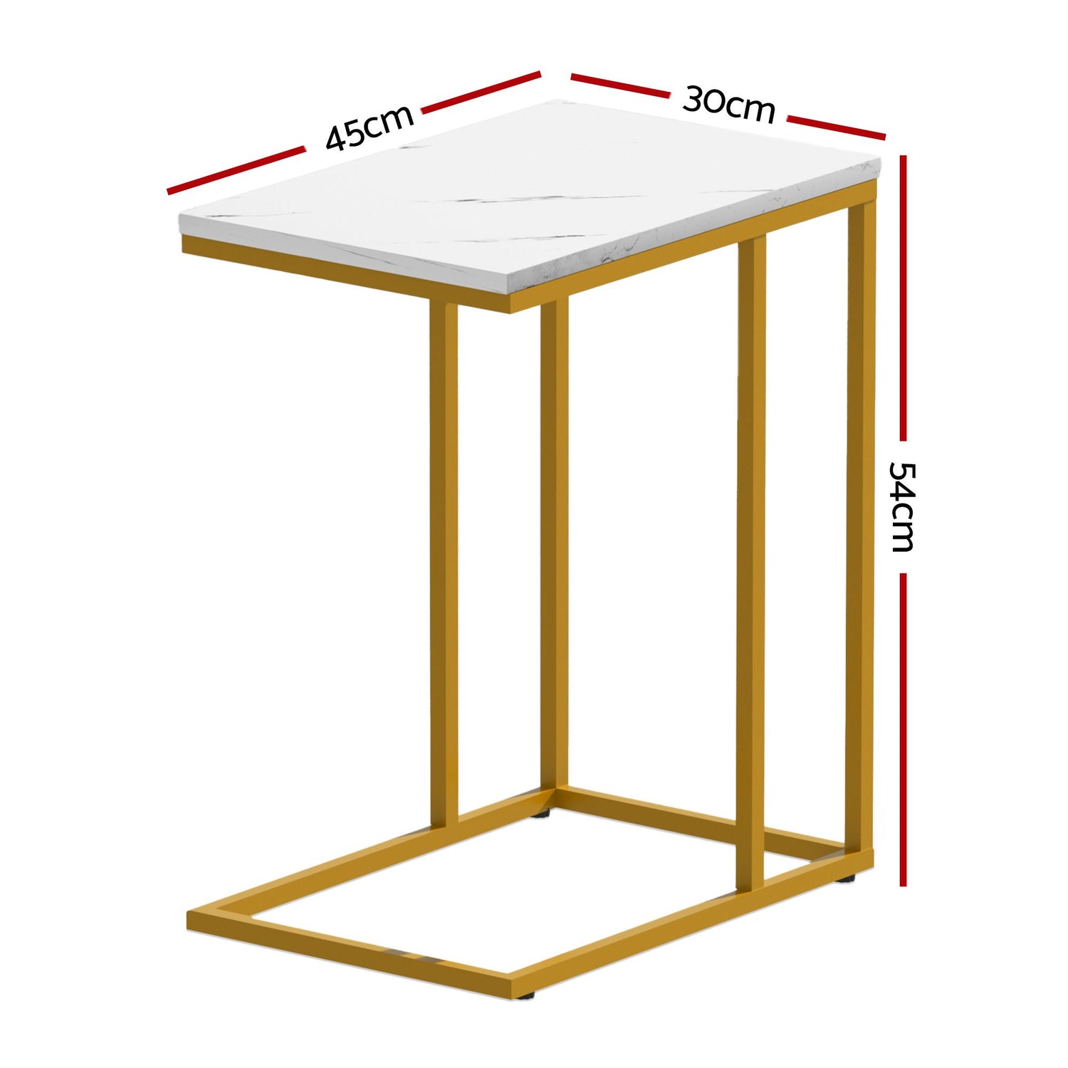 Artiss C Shaped End Table Set of 2 Coffee Table Side Table White &amp; Gold