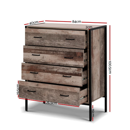 Artiss 4 Chest of Drawers - BARNLY-Furniture &gt; Bedroom-PEROZ Accessories