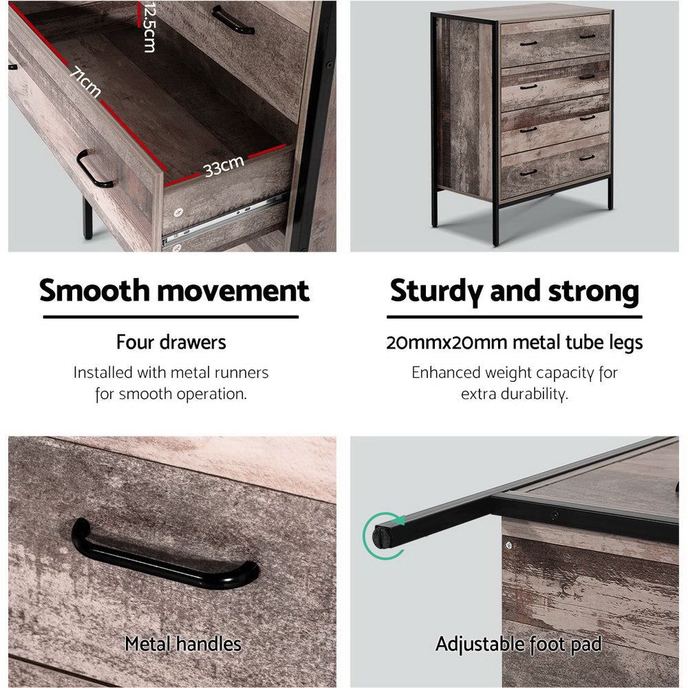 Artiss 4 Chest of Drawers - BARNLY-Furniture &gt; Bedroom-PEROZ Accessories