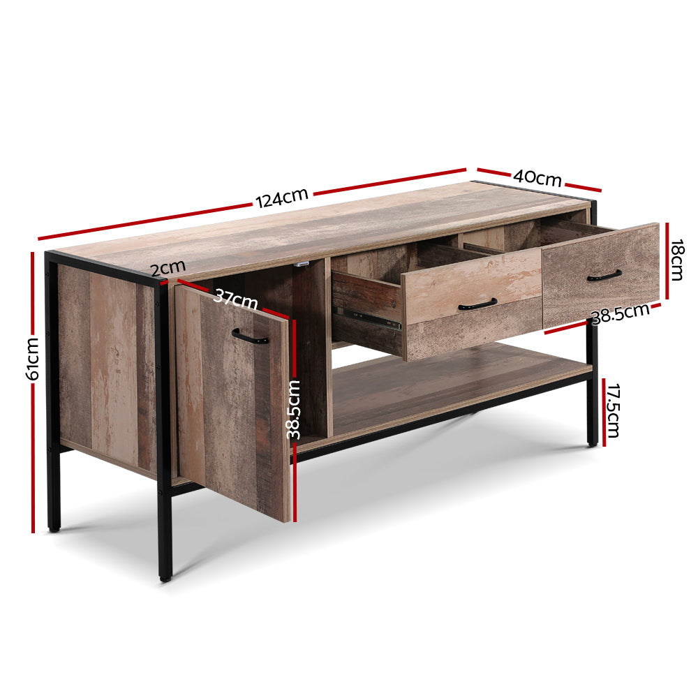 Artiss TV Stand Entertainment Unit Storage Cabinet Industrial Rustic Wooden 120cm-Entertainment Units-PEROZ Accessories