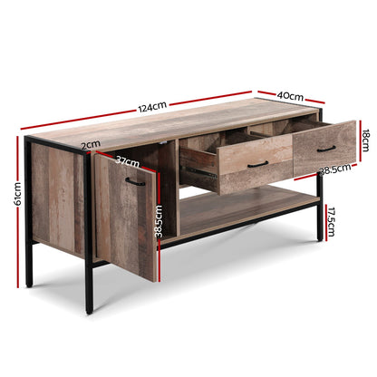 Artiss TV Stand Entertainment Unit Storage Cabinet Industrial Rustic Wooden 120cm-Entertainment Units-PEROZ Accessories