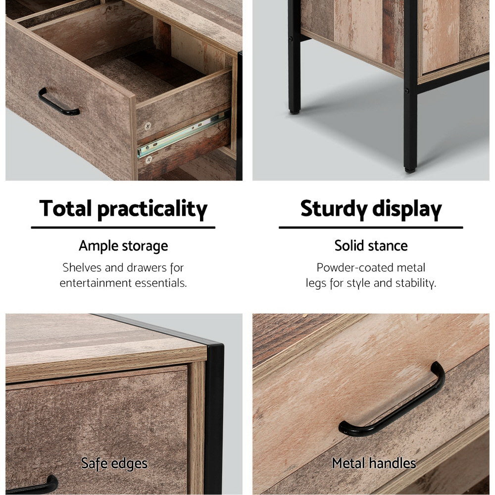 Artiss TV Stand Entertainment Unit Storage Cabinet Industrial Rustic Wooden 120cm-Entertainment Units-PEROZ Accessories