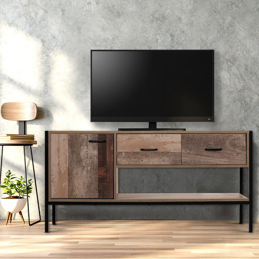 Artiss TV Stand Entertainment Unit Storage Cabinet Industrial Rustic Wooden 120cm-Entertainment Units-PEROZ Accessories