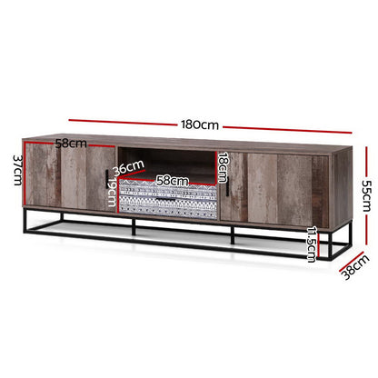 Artiss TV Cabinet Entertainment Unit Stand Storage Wooden Industrial Rustic 180cm-Entertainment Units-PEROZ Accessories