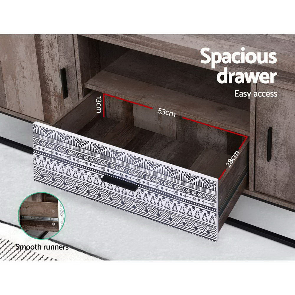 Artiss TV Cabinet Entertainment Unit Stand Storage Wooden Industrial Rustic 180cm-Entertainment Units-PEROZ Accessories