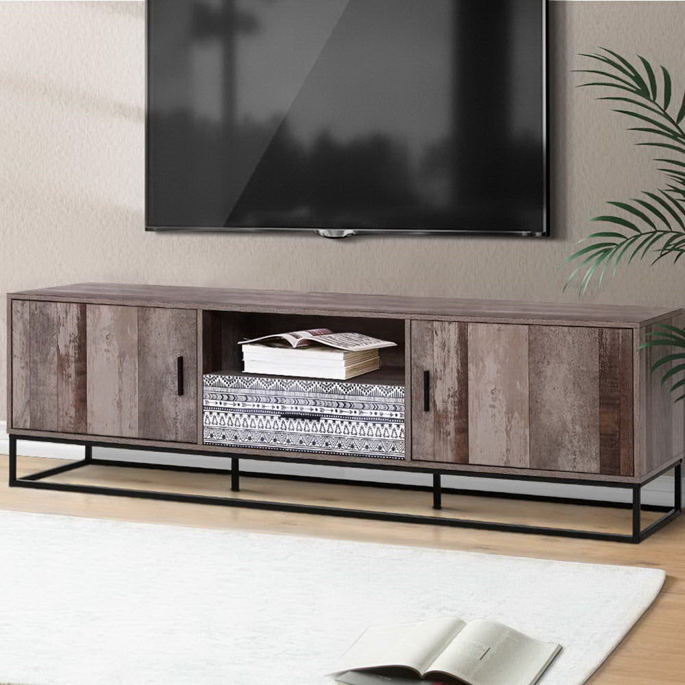 Artiss TV Cabinet Entertainment Unit Stand Storage Wooden Industrial Rustic 180cm-Entertainment Units-PEROZ Accessories