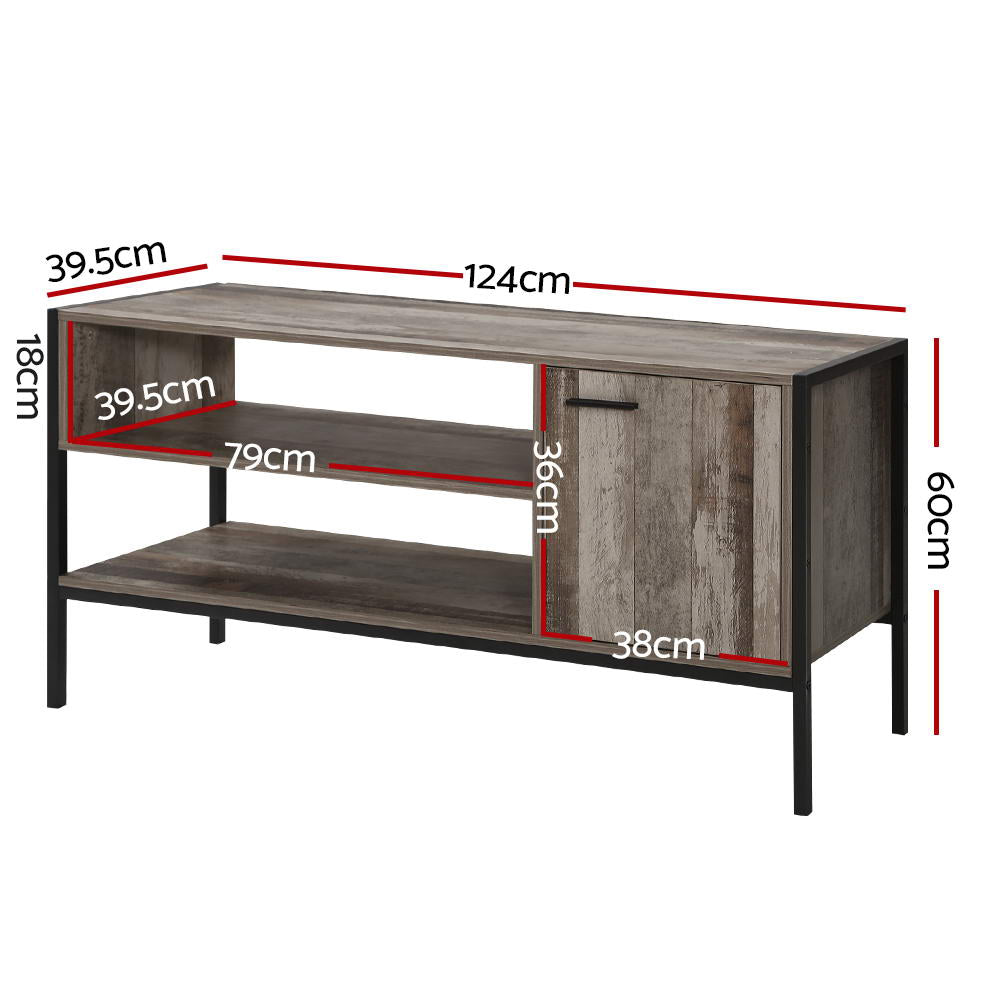 Artiss TV Cabinet Entertainment Unit Stand Storage Wood Industrial Rustic 124cm-Entertainment Units-PEROZ Accessories