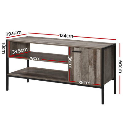 Artiss TV Cabinet Entertainment Unit Stand Storage Wood Industrial Rustic 124cm-Entertainment Units-PEROZ Accessories