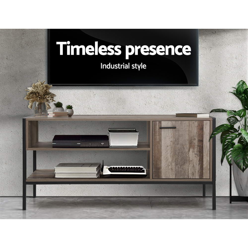 Artiss TV Cabinet Entertainment Unit Stand Storage Wood Industrial Rustic 124cm-Entertainment Units-PEROZ Accessories
