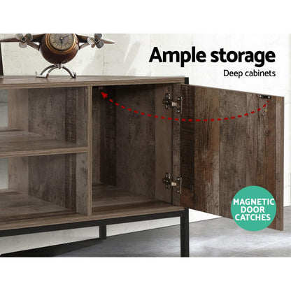 Artiss TV Cabinet Entertainment Unit Stand Storage Wood Industrial Rustic 124cm-Entertainment Units-PEROZ Accessories