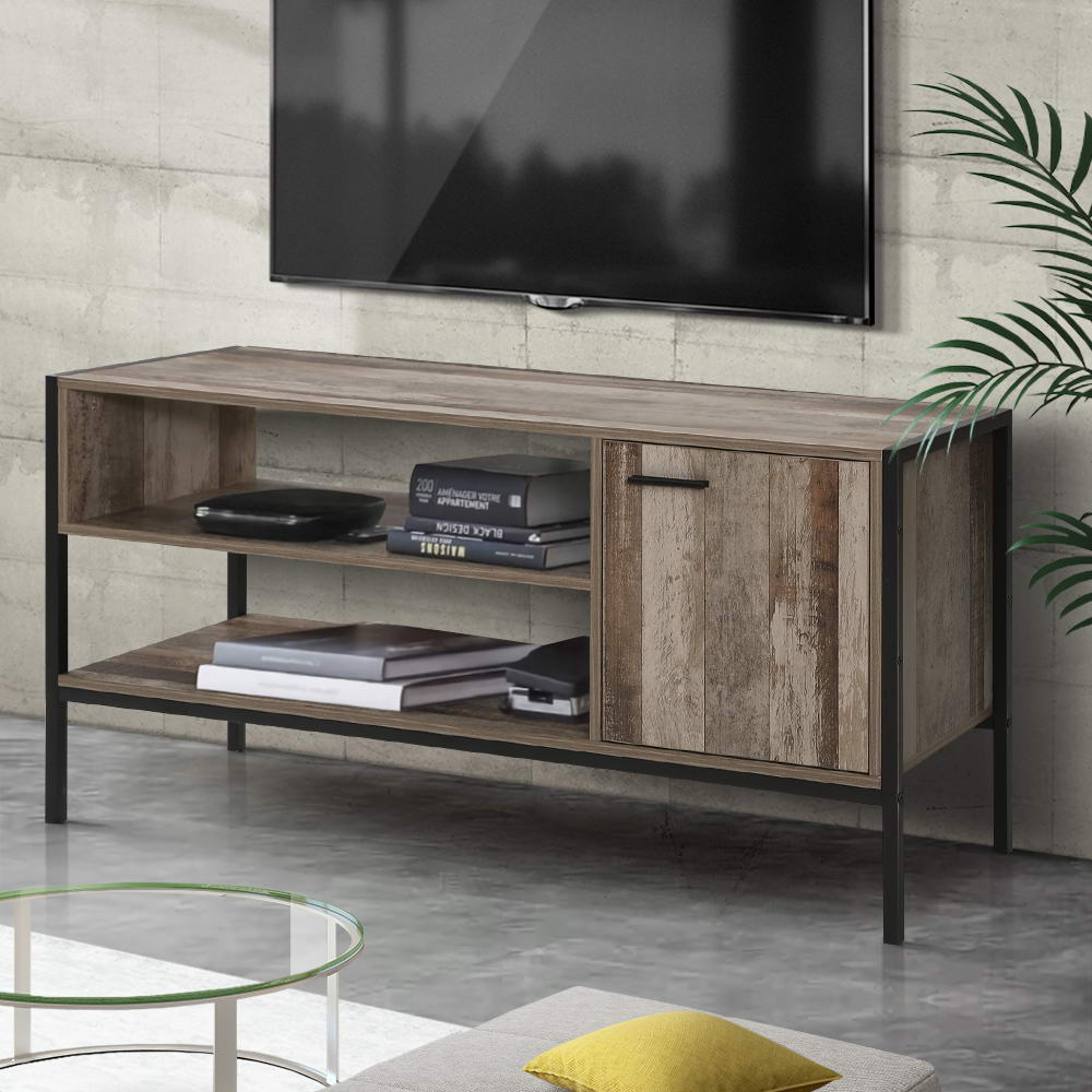 Artiss TV Cabinet Entertainment Unit Stand Storage Wood Industrial Rustic 124cm-Entertainment Units-PEROZ Accessories