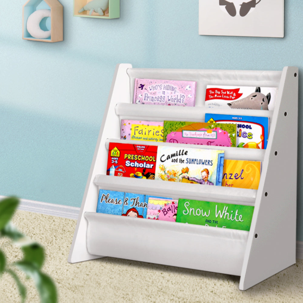 Keezi 4 Tiers Kids Bookshelf Magazine Shelf Children Bookcase Rack Organiser-Bookcases &amp; Shelves-PEROZ Accessories