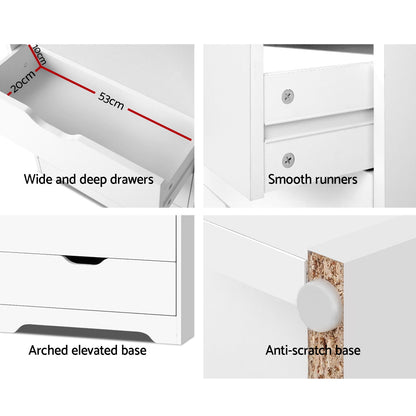 Artiss Bookshelf with Drawers - NANA White-Furniture &gt; Living Room-PEROZ Accessories