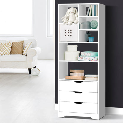 Artiss Bookshelf with Drawers - NANA White-Furniture &gt; Living Room-PEROZ Accessories