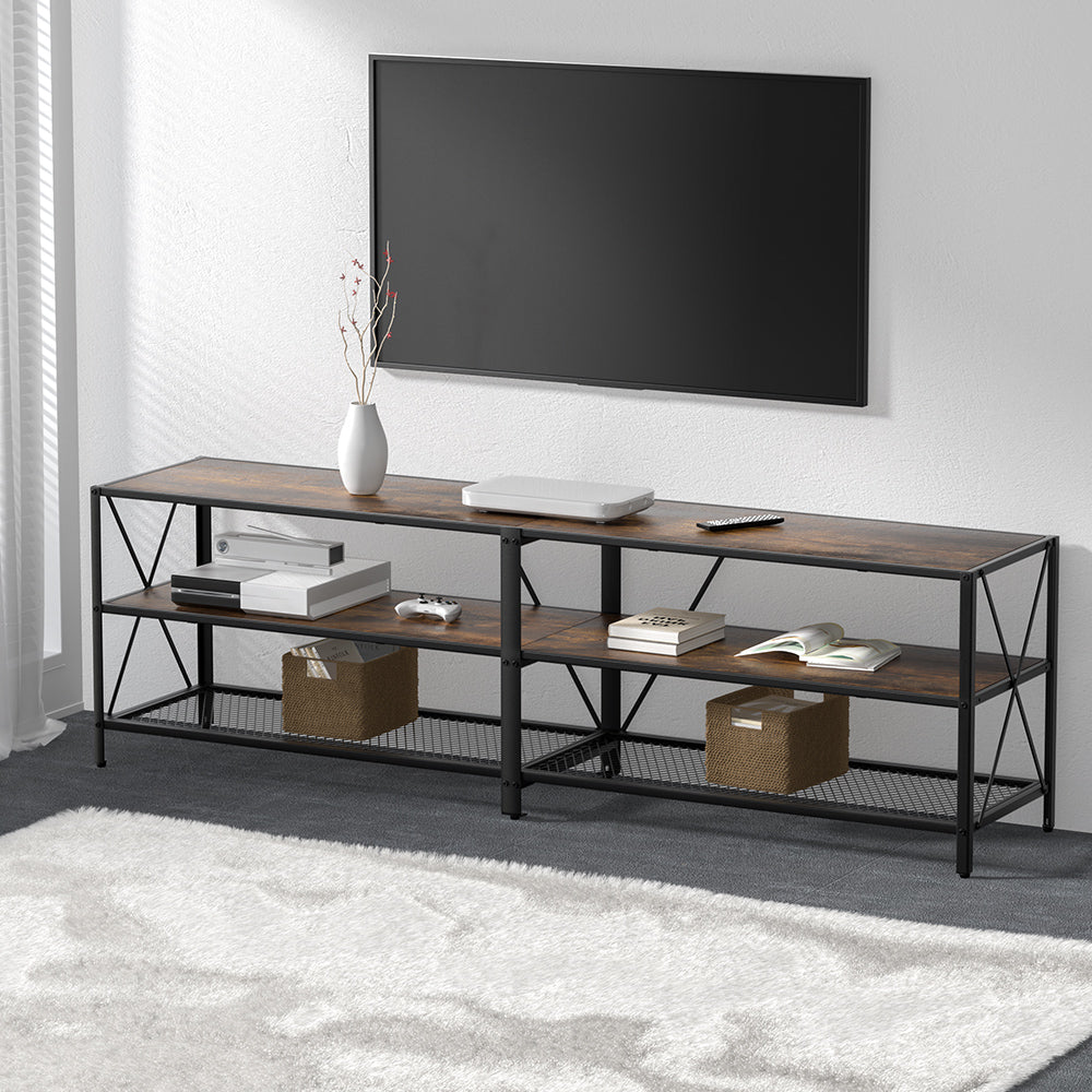 Artiss Entertainment Unit TV Stand 3-tier Display Shelves Vintage Rustic Walnut-Furniture &gt; Living Room-PEROZ Accessories