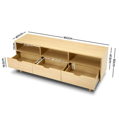 Artiss Wooden Scandinavian Entertainment Unit - Natural-Entertainment Units-PEROZ Accessories