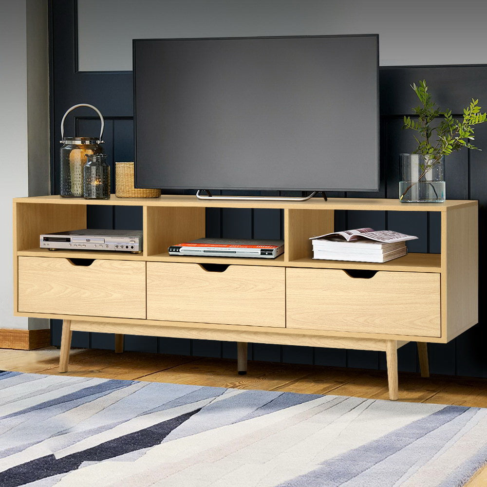 Artiss Wooden Scandinavian Entertainment Unit - Natural-Entertainment Units-PEROZ Accessories