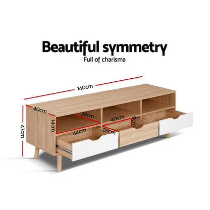 Artiss TV Cabinet Entertainment Unit Stand Wooden Storage 140cm Scandinavian-Entertainment Units-PEROZ Accessories