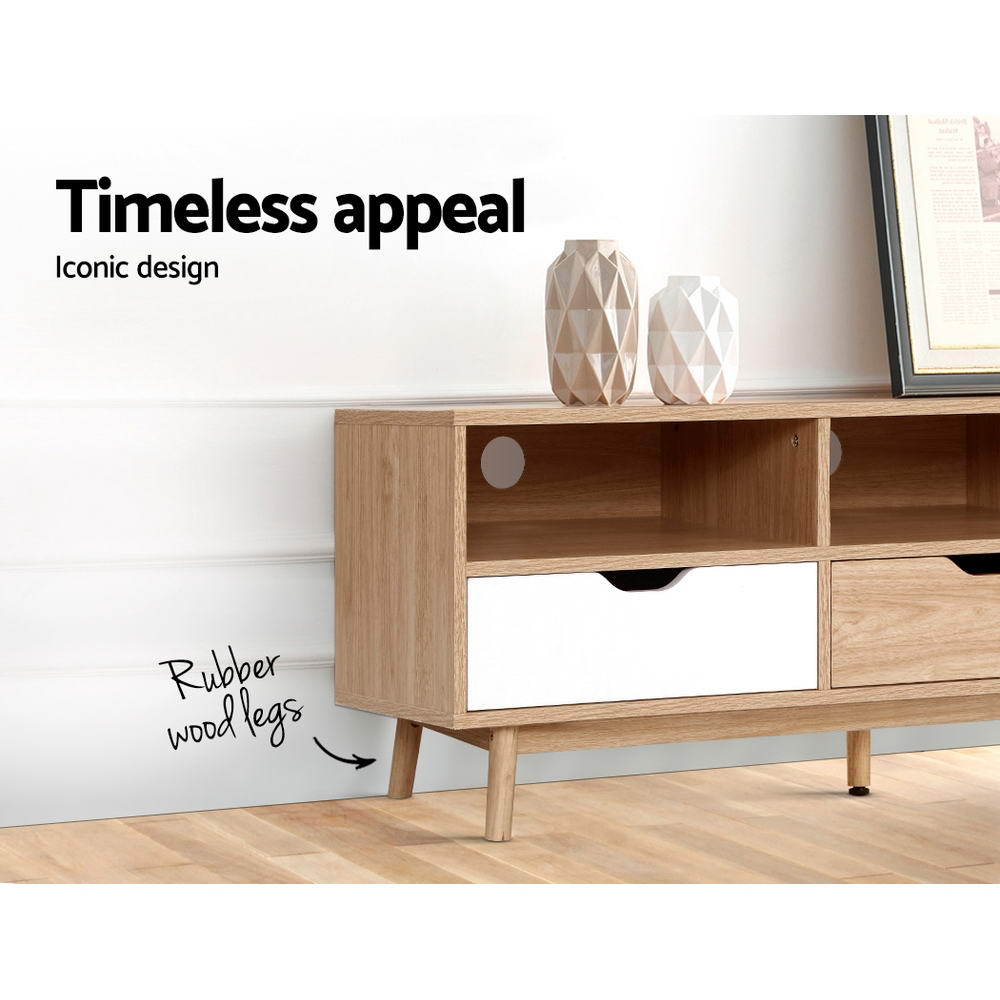 Artiss TV Cabinet Entertainment Unit Stand Wooden Storage 140cm Scandinavian-Entertainment Units-PEROZ Accessories