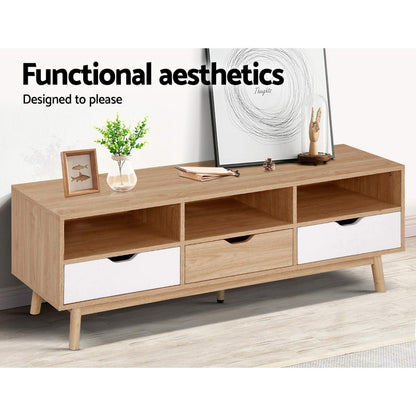 Artiss TV Cabinet Entertainment Unit Stand Wooden Storage 140cm Scandinavian-Entertainment Units-PEROZ Accessories