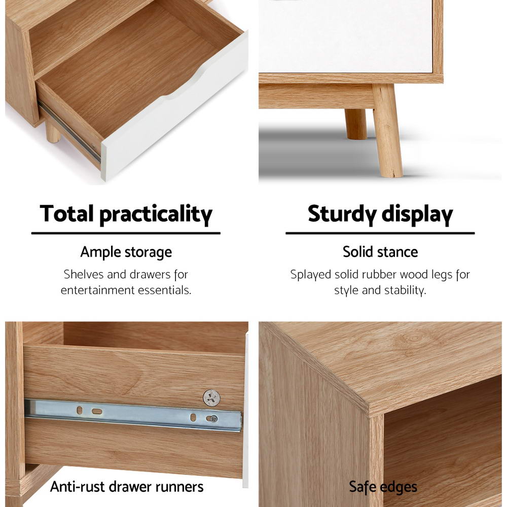 Artiss TV Cabinet Entertainment Unit Stand Wooden Storage 140cm Scandinavian-Entertainment Units-PEROZ Accessories