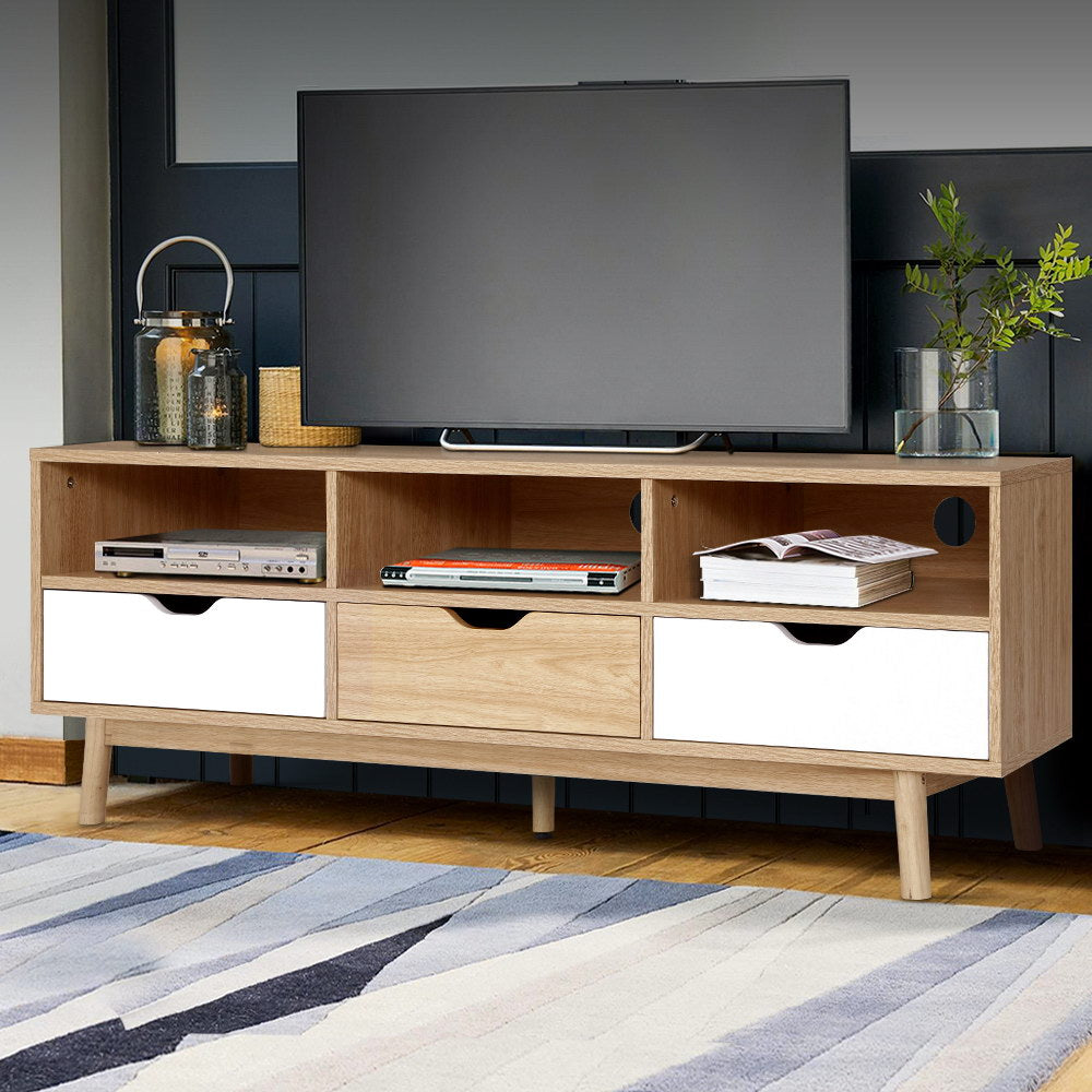 Artiss TV Cabinet Entertainment Unit Stand Wooden Storage 140cm Scandinavian-Entertainment Units-PEROZ Accessories