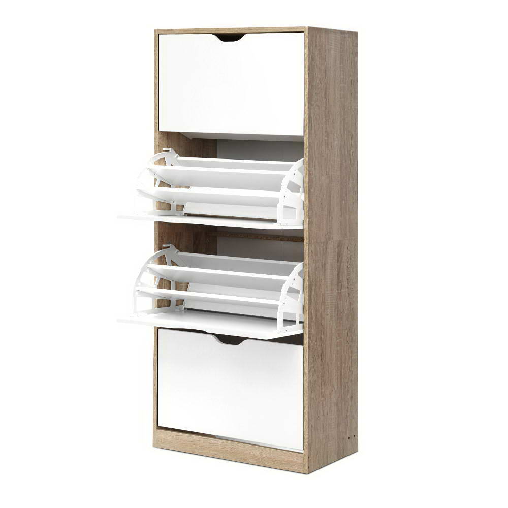 Artiss Shoe Rack Cabinet 60 Pairs 4-tier White Elen-Shoe Storage Cabinets-PEROZ Accessories