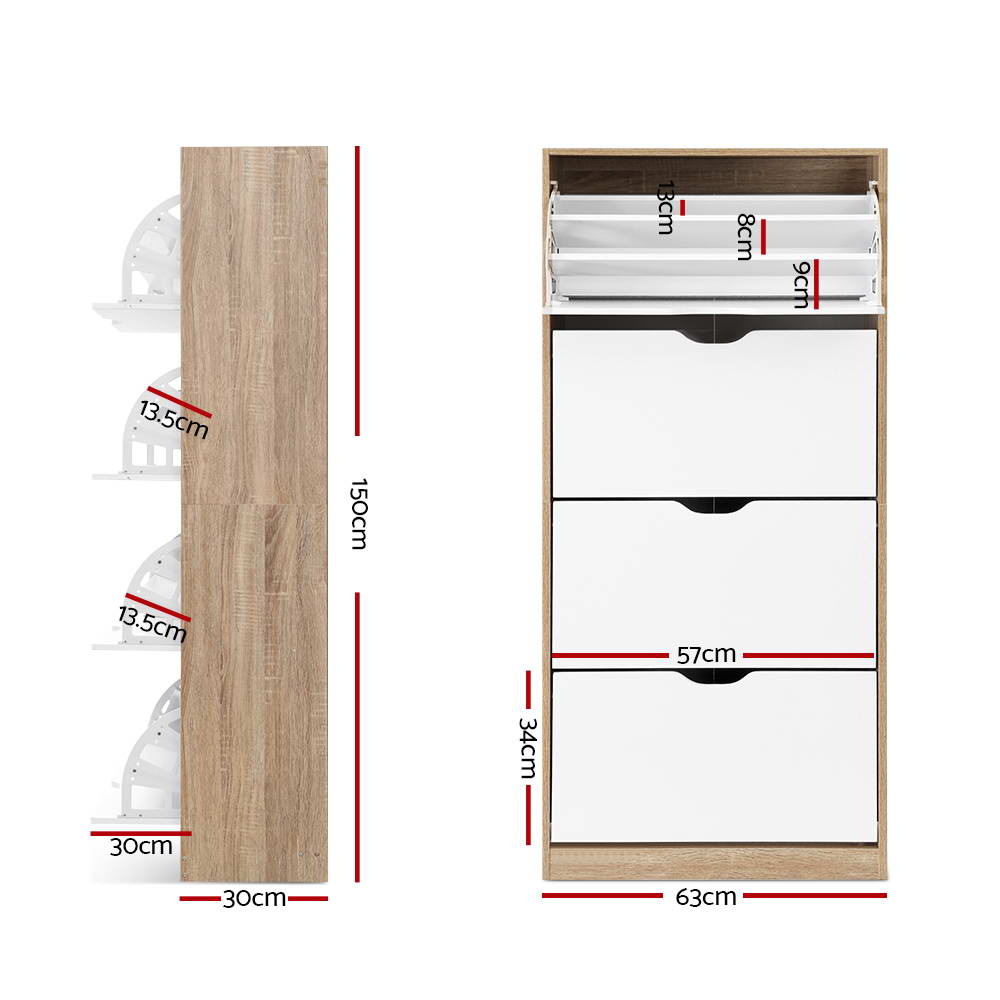 Artiss Shoe Rack Cabinet 60 Pairs 4-tier White Elen-Shoe Storage Cabinets-PEROZ Accessories